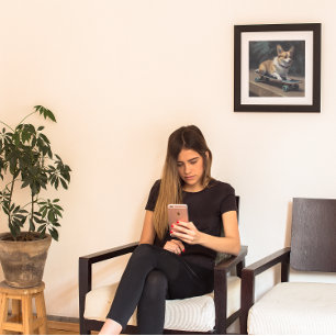 cute corgi riding skateboard poster