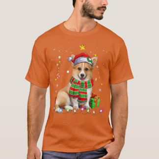 Cute Corgi Santa Christmas Tree Lights Xmas Pajama T-Shirt