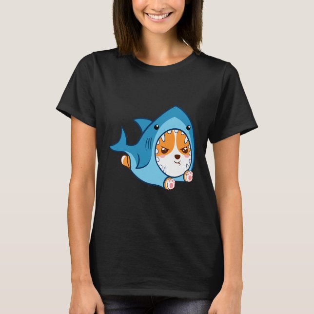 Cute Corgi Shark T-Shirt (Front)