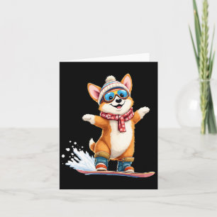 Cute Corgi Snowboarding Winter Sports  Card