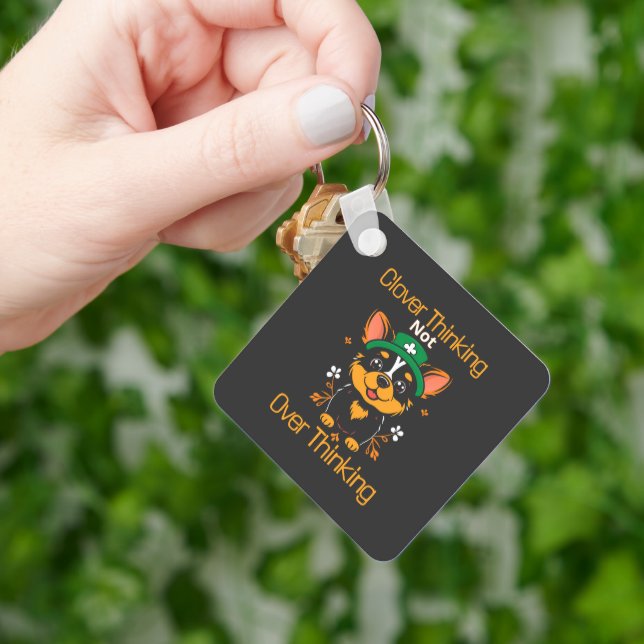 Cute Corgi St. Patrick’s Day Keychain (Hand)