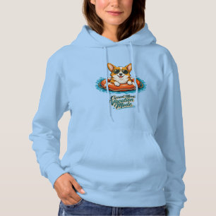 Cute Corgi Summer Vacation Mode Hoodie Funny Bea