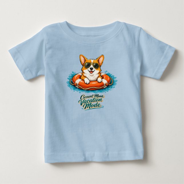 Cute Corgi Summer Vacation Mode T-Shirt (Front)