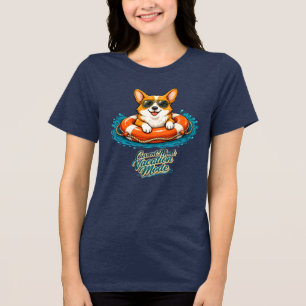 Cute Corgi Summer Vacation Mode T-Shirt Tri-Blend Shirt