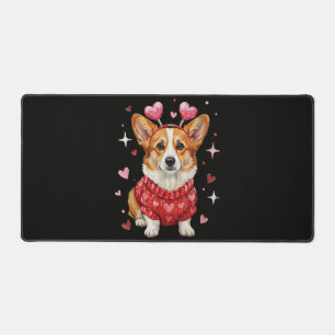 Cute Corgi Valentine Heart Valentines Day Desk Mat