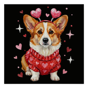 Cute Corgi Valentine Heart Valentines Day Poster