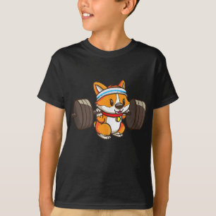 Cute Corgi Weightlifting Dog Lover Girls And Women T-Shirt