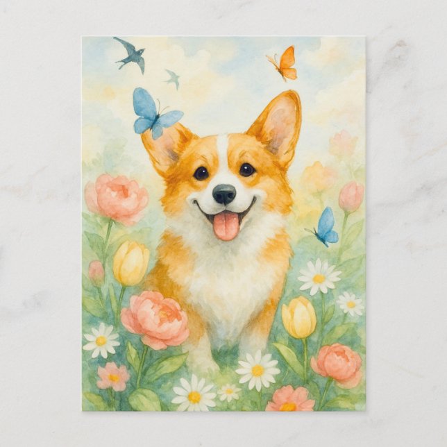 Cute Corgi Welsh Corgi Queen Postcard (Front)