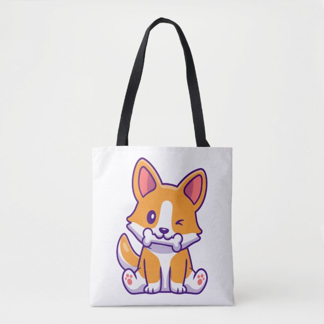 Cute Corgi with bone   Tote Bag (Front)