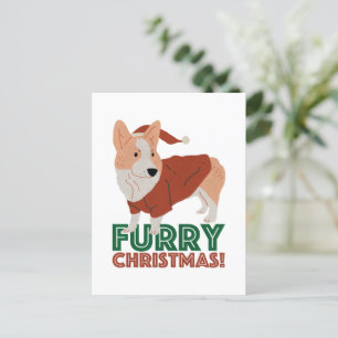 Cute Corgi with Christmas Pun: Furry Christmas Postcard