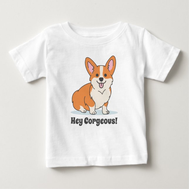 Cute Corgi with Funny Joke for Babies Baby T-Shirt (Front)