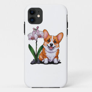 Cute Corgi with Orchidea Case-Mate iPhone Case