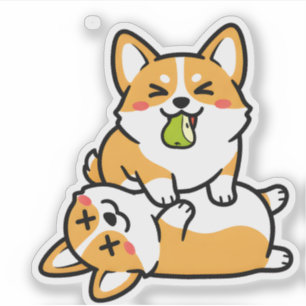 Cute Corgi with Pear on Tired Corgi Funny Dog Art