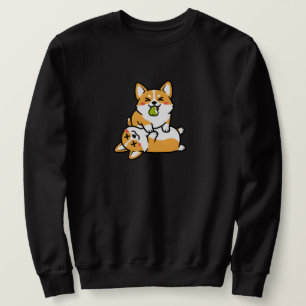 Cute Corgi with Pear on Tired Corgi Funny Dog Art Sweatshirt