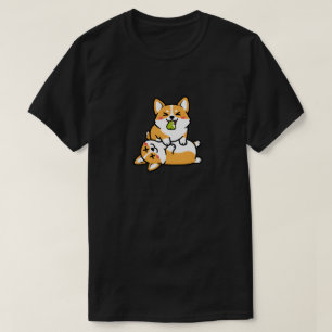 Cute Corgi with Pear on Tired Corgi Funny Dog Art T-Shirt