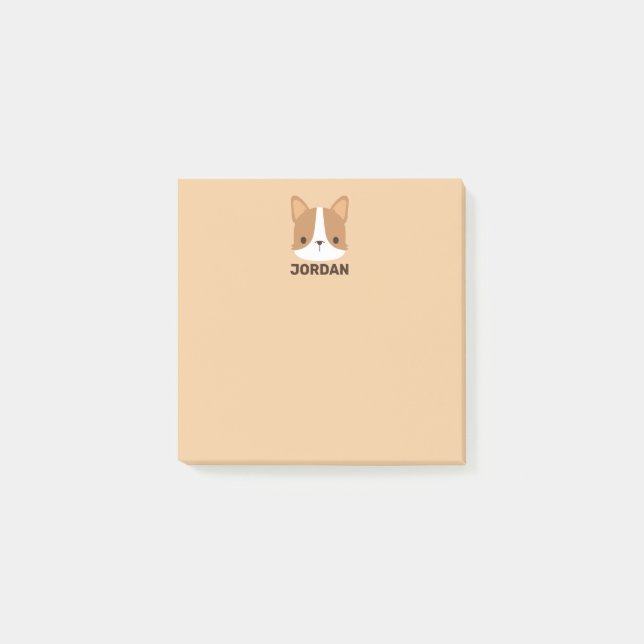 Cute Corgi with Personalised Name Post-it Notes (Front)