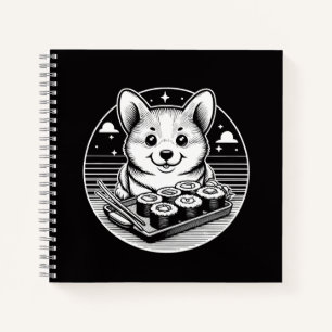 Cute Corgi with Sushi Kawaii Animals Notebook