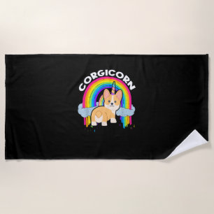 Cute Corgicorn _ Unicorn Rainbow _ Corgi Owner T-S Beach Towel