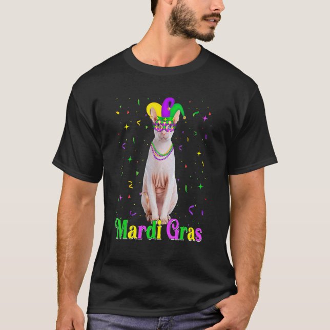 Cute Cornish Rex Cat Animals Mardi Gras Carnivals T-Shirt (Front)
