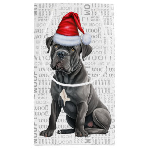 Cute Corso Christmas Dog Holiday Woof Word Art Small Gift Bag