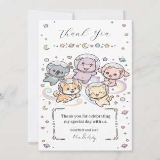 Cute Cosmic Animal Friends Thank You Card