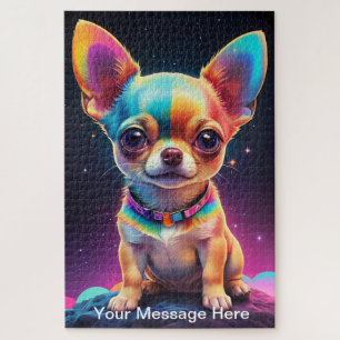 Cute Cosmic Chihuahua Surreal Rainbow Art  Jigsaw Puzzle