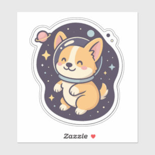 Cute Cosmic Corgi Astronaut Sticker – Kawaii Space