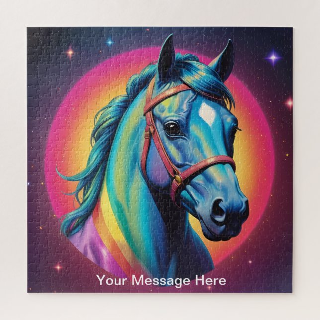 Cute Cosmic Horse Surreal Rainbow Art  Jigsaw Puzzle (Vertical)