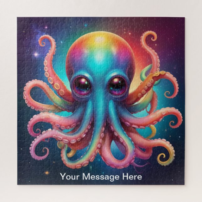 Cute Cosmic Octopus Surreal Rainbow Art  Jigsaw Puzzle (Vertical)