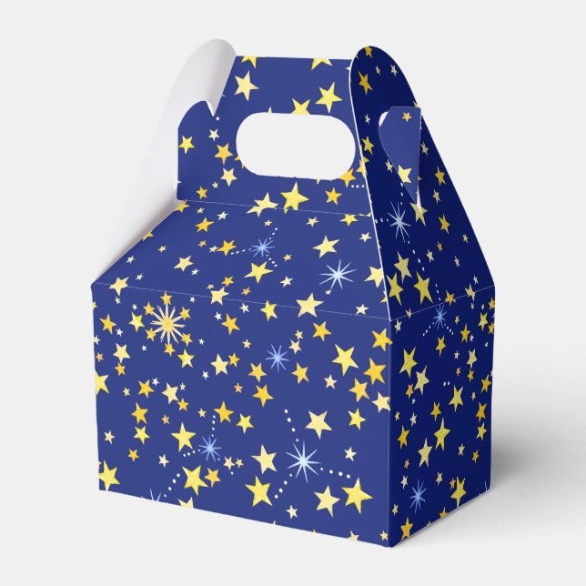 Cute Cosmic Pattern Starry Night Galaxy Navy Blue Favour Box (Front Side)