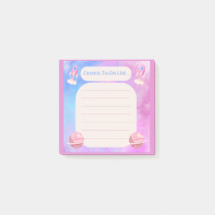 Cute Cosmic To Do List Rocket Space Pink Post it N Post-it Notes