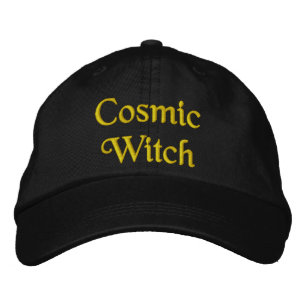 Cute Cosmic Witchcraft Quote Orange Black Embroidered Hat