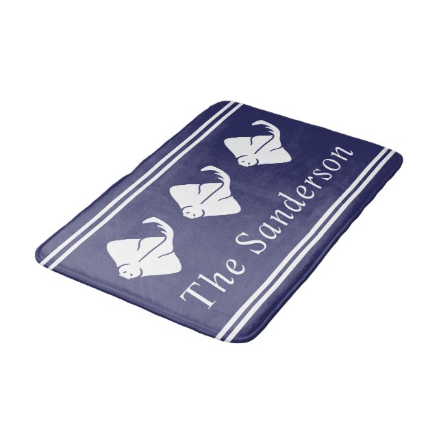 Cute Costal Nautical Stingray Manta ray Bath Mat (Angled)