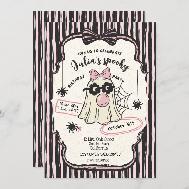 Cute Costume Halloween Birthday Party Invitation (Front/Back)