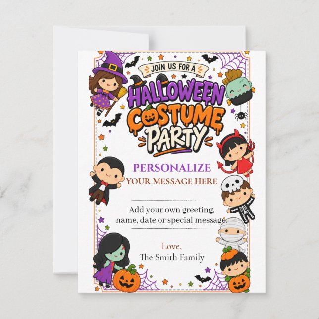 Cute Costume Halloween Party Invitation (Front)