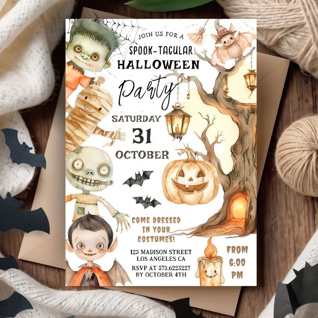 Cute Costume Halloween Party Spooktacular Kids  Invitation (Creator Uploaded)