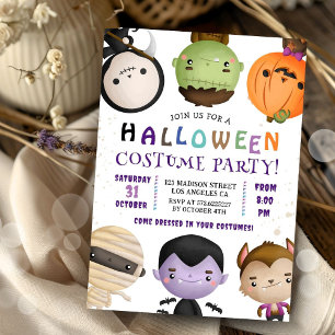 Cute Costume Kids Halloween Party Invitation 