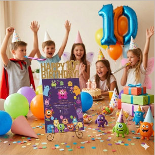 Cute Costume Monster Halloween Party For Kids Invitation
