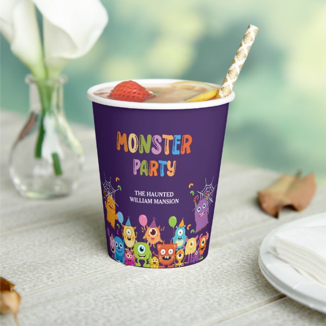 Cute Costume Monster Halloween Party For Kids Paper Cups (Insitu)
