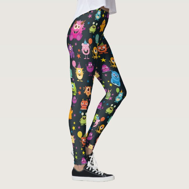 Cute Costume Monster Halloween Party Pattern Leggings (Right)