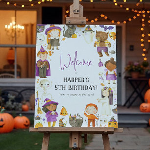 Cute Costume Party Halloween Birthday Welcome Sign