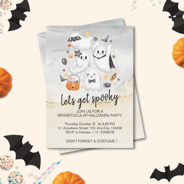 Cute Costume Spooky Ghost Pumpkin Halloween Invitation (Creator Uploaded)