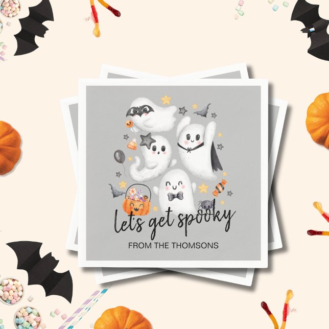 Cute Costume Spooky Ghost Pumpkin Halloween Napkin (Creator Uploaded)