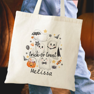 Cute Costume Spooky Ghost Pumpkin Halloween Tote Bag