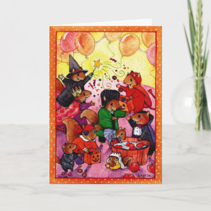 Cute costume squirrels Halloween customisable card