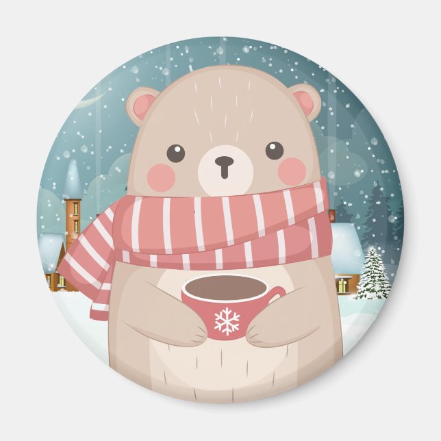 Cute Cosy Bear Magnet (Front)