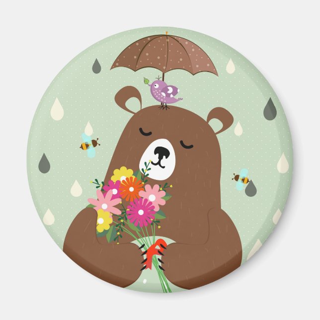 Cute Cosy Bear Magnet (Front)