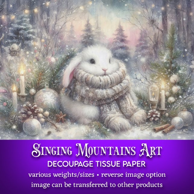 Cute Cosy Bunny Winter Wonderland Decoupage Tissue Paper (Creator Uploaded)