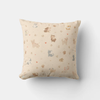 Cute & Cosy Cat and Dog Print Cushion