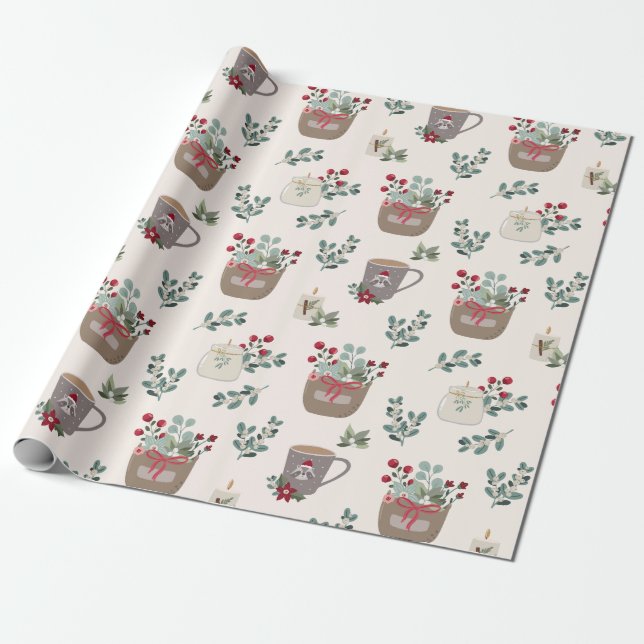 Cute Cosy Christmas Wrapping Paper (Unrolled)